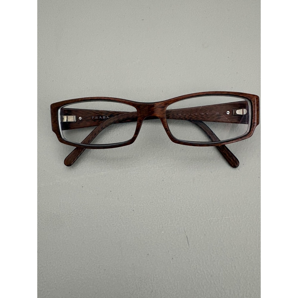 Prada Eyeglasses Frames Only Rectangular Brown Vp… - image 1